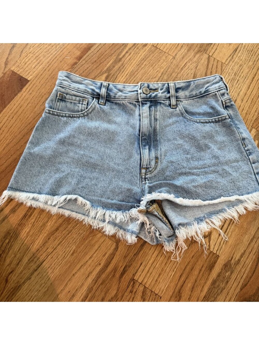 PACSUN WOMENS HIGH RISE FESTIVAL SHORTS CUT OFF DENIM 27 /4